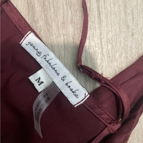 Young Fabulous & Broke Wine Satin Slip Dress - Picture 2 of 2